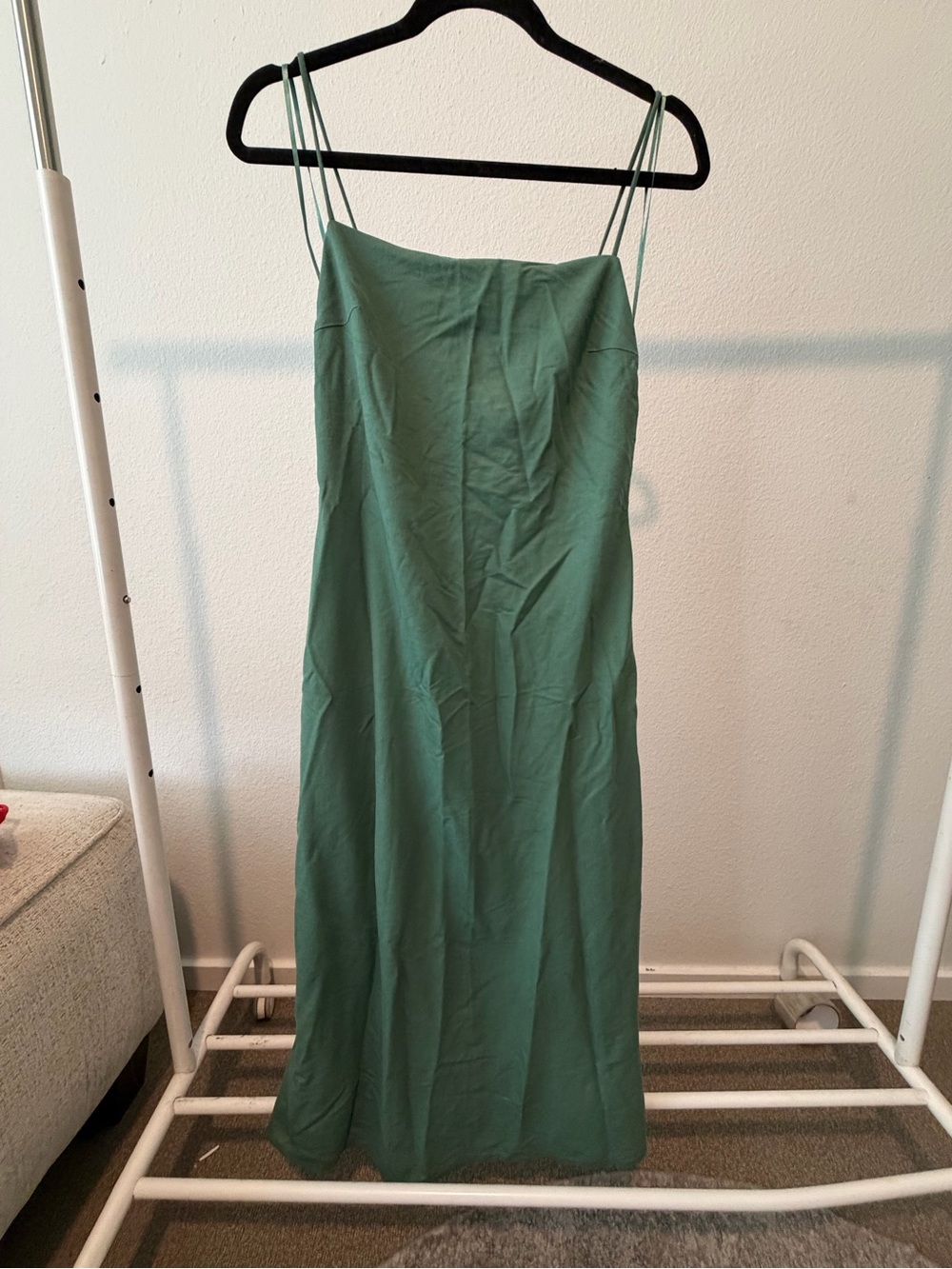 Zara Strapless Green Double-Spaghetti Slip Dress